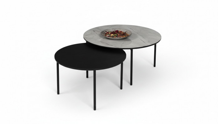 Koffietafel groep salontafel bijzettafel zwart set tafel hout 2 delen