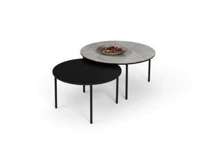 Koffietafel groep salontafel bijzettafel zwart set tafel hout 2 delen