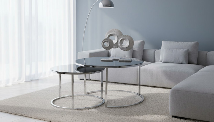 Salontafel Luxe Set Bijzettafel Koffietafel Zilver Woonkamer Design