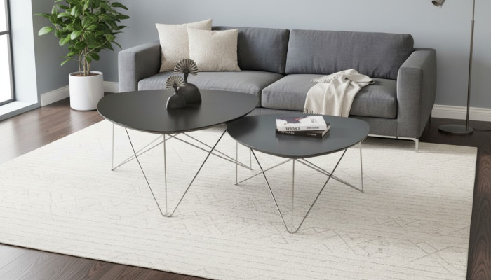 Groep salontafel bijzettafel koffietafel grijs 2-delige set tafel hout