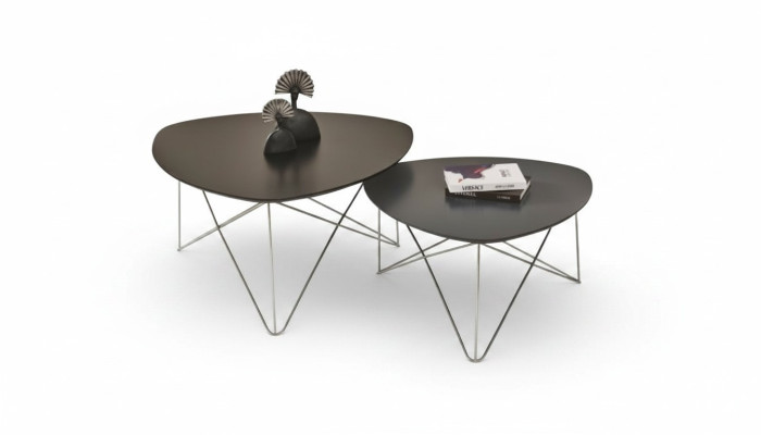 Groep salontafel bijzettafel koffietafel grijs 2-delige set tafel hout