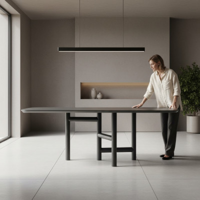 Keukentafel Eettafel Uitschuifbaar Ontwerp Luxe Hout Grijs Tafel