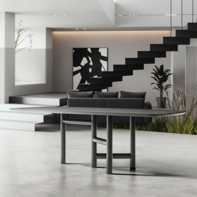 Keukentafel Eettafel Uitschuifbaar Ontwerp Luxe Hout Grijs Tafel