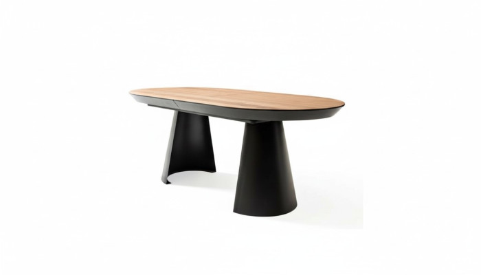 Ovale eettafel Keukentafel Uitschuifbaar Design Hout Bruin Tafel