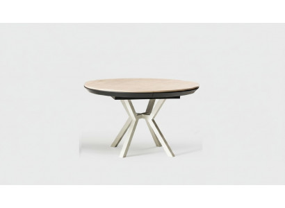 Moderne keukentafel eetkamertafel Uitschuifbare ronde houten beige tafel.