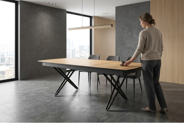 Ontwerp keukentafel eetkamertafel Uittrekbare houten bruine tafel meubels
