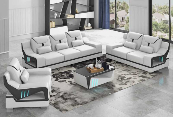 Luxe bankstel complete bankstel zwart kunstleer bankstel 321