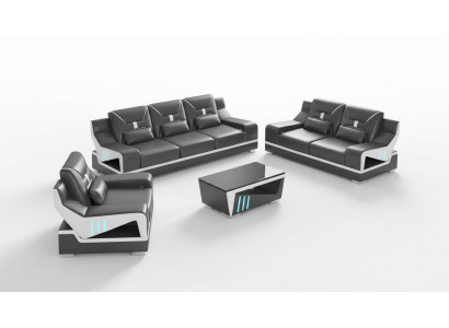 Luxe bankstel complete bankstel zwart kunstleer bankstel 321