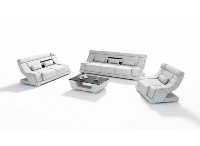 Sofa set Luxe Compleet bankstel Wit Kunstleer Bankstel 321