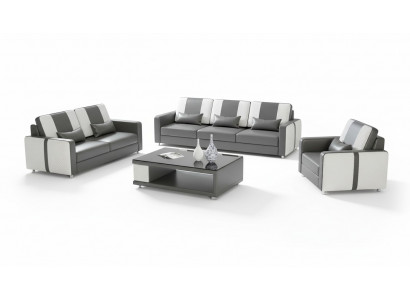 Complete bankstel luxe bankstel grijs kunstleer 3-2-1
