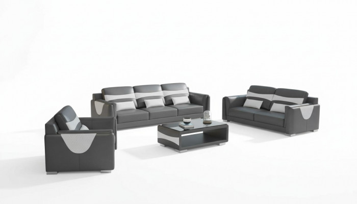 Sofagroep Luxe Complete bankstel Grijs Kunstleer Bankstel 321