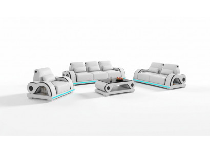 Bankstel bankstel luxe volledige witte leren bank modern sofa