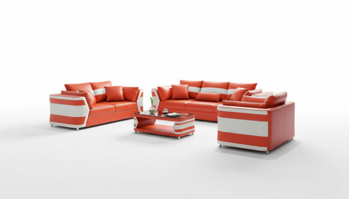 Rood bankstel bankstel leren bank bank compleet 3-delig bankstel set