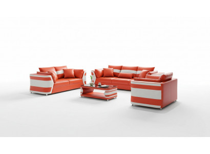 Rood bankstel bankstel leren bank bank compleet 3-delig bankstel set