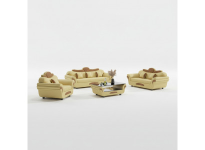 Bankstel Bankstel Leren banken Bank Complete 3-delige banken Bruin
