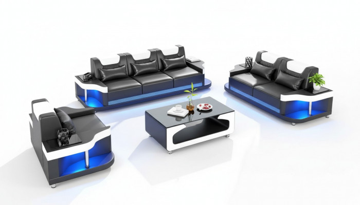 Bankstel Bankstel Leren banken Bank Compleet 3-delig Zwart Set