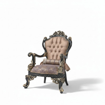 Fauteuil Beige Oorfauteuil Barok Zits Polyester Woonkamer