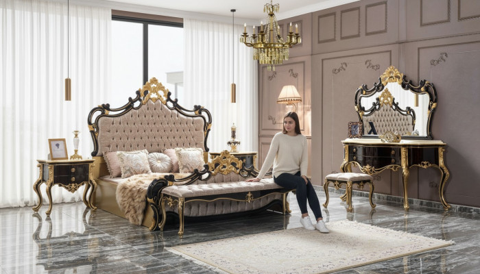 Dubbel beddengoed Chesterfield Luxe Slaapkamer Bed 6-delig Zwart bedden