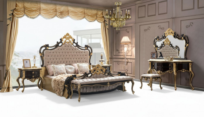 Dubbel beddengoed Chesterfield Luxe Slaapkamer Bed 6-delig Zwart bedden