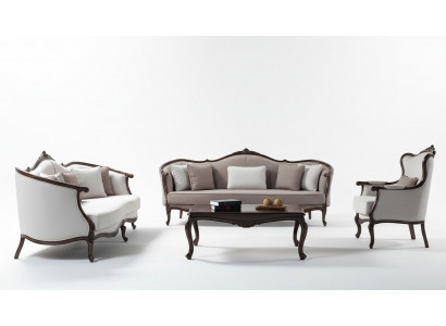 Bankstelsel driezits fauteuil stoffen bankstel grijs gestoffeerde bankstel bank
