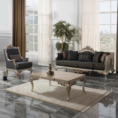 Bankstel assortiment bankstel driezitter fauteuil stoffen bank grijs tafel 3-dlg
