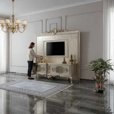 Lowboard TV-standaard Sideboard RTV Hout Goud Woonkamer Tafel Luxe