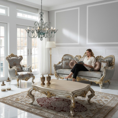 Polstersofa set bankstel bankstel driepersoons fauteuil stof bank blauw bankstellen