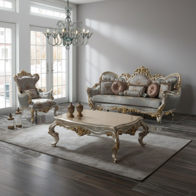 Polstersofa set bankstel bankstel driepersoons fauteuil stof bank blauw bankstellen