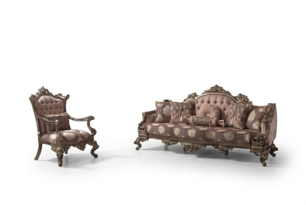 Zetel Chesterfield set zitbank van stof in beige, sofa met bekleding.