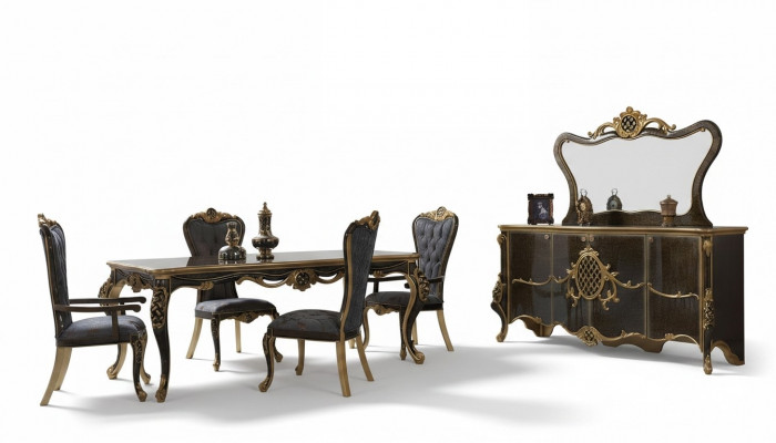 Eetkamer Luxe eetgroep dressoir eettafel stoelen hout 10-delig bruin