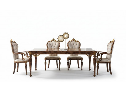 Klassieke eetkamerset Eethoek Eetkamer Eettafel Hout Set 7-delig Bruin tafel