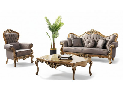 Poefs Bank Chesterfield Set Bankstel Stoffen Bank Grijs Nieuw