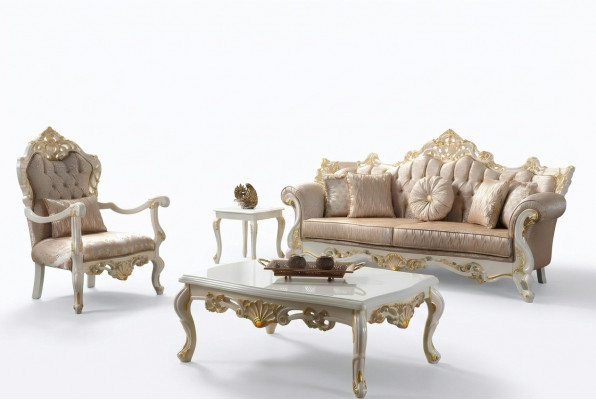 Bankstel Bankstel Beklede bank Chesterfield Luxe Stoffen Bank Beige