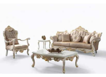 Bankstel Bankstel Beklede bank Chesterfield Luxe Stoffen Bank Beige