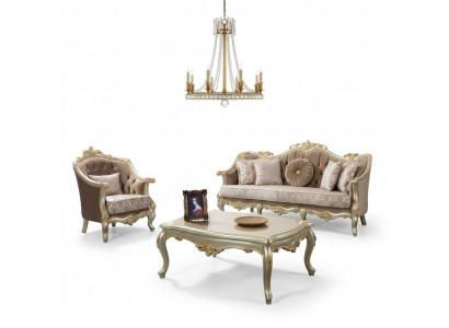 Stoffen bank gestoffeerde bank set bankstel beige Chesterfield set