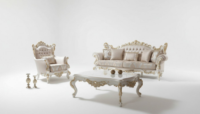 Luxe bankstel complete bankstel Beige gestoffeerde bankstoffering stoffen bank