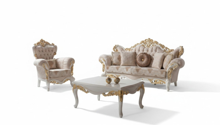 Polstersofa Compleet bankstel Bankstel Beige bank Stoffen bank