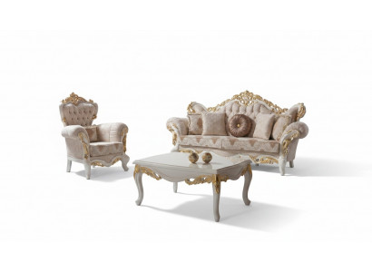 Luxe bankstel Compleet bankstel Beige gestoffeerde bank Stoffen bank