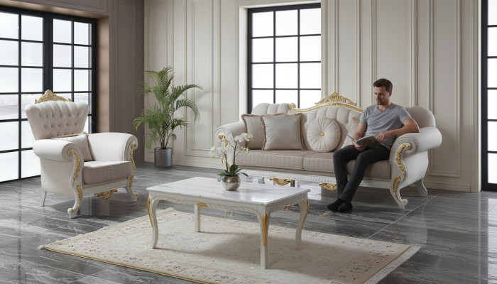Garnituur Bank Bank Chesterfield Bankstel Stoffen Bank Beige Bankstellen