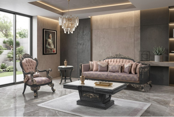 Luxe volledige bankstel bankstel stoffen bank bruin gestoffeerde bank