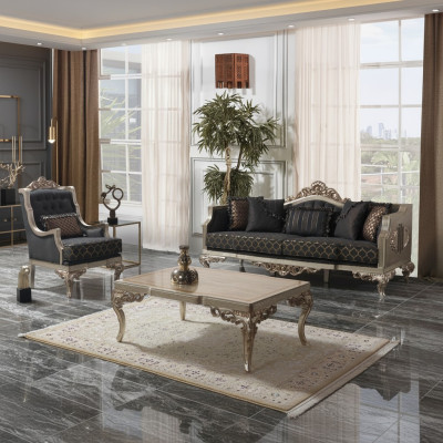 Woonkamer bankstel gestoffeerde bank Chesterfield bankstel Grijs Stof Woonkamer bankstel gestoffeerde bank Chesterfield bankstel Grijs Stof