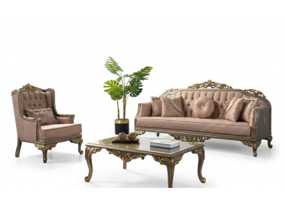 Luxe complete bankstel bankstel stoffen bankstel beige gestoffeerde bank.