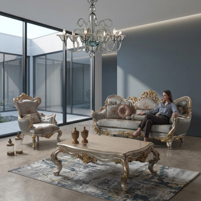 Luxe bankstel Complete bankstel Grijs Stoffen bankstel