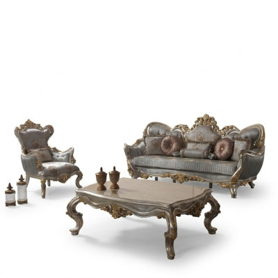 Luxe bankstel Complete bankstel Grijs Stoffen bankstel