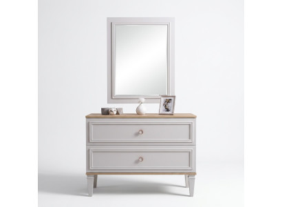 Ladekast met spiegel Slaapkamerconsole Hout Grijs Set van 2 Modern