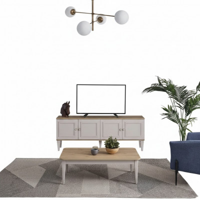 TV-standaard kast RTV Lowboard Woonkamer Grijs Hout Sideboard Modern