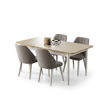 Eetkamerset Eetkamer Eettafel Set 7-delige Eetkamer Wit Hout