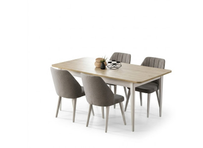 Eetkamerset Eetkamer Eettafel Set 7-delige Eetkamer Wit Hout