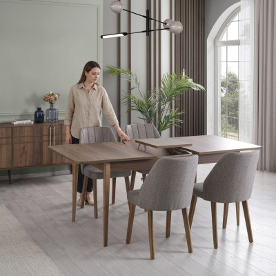 Moderne complete eetkamerset eetkamer eettafel set 7-delig eetkamer bruin hout