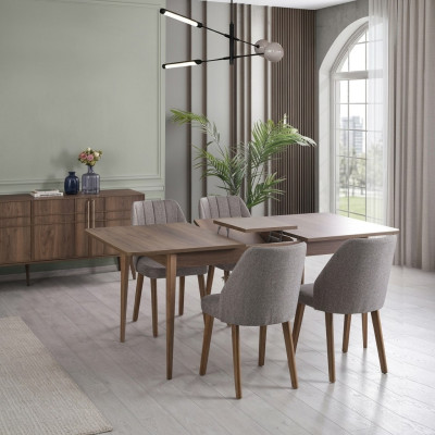 Moderne complete eetkamerset eetkamer eettafel set 7-delig eetkamer bruin hout